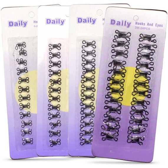 Hook and Eye Fasteners Silver Or Black Size 0-3 Dress Skirt Bra Sew On