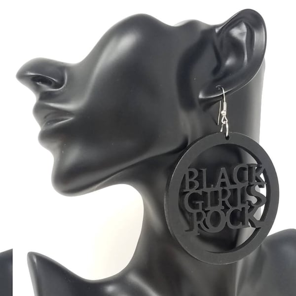 Black Girls Rock Earrings -  Wooden Earrings - Dangle Earrings - Afrocentric Earrings - Afro Women Wooden Earrings - Wood Round Earrings