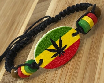 Rasta Bracelet, Marijuanna Jewelry, Marijuana Gift, Rasta Bracelet Men, Rastafari Jewelry Bracelet, Reggae Bracelet, Jamaican Bracelet