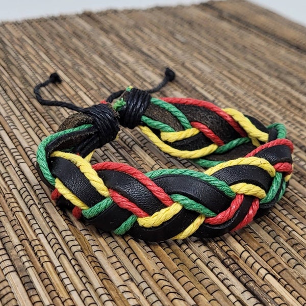 Africa Bracelet, africa leather bracelet, african jewelry, layered bracelet, rasta bracelet, rasta jewelry, black leather bracelet men women