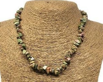 Unakite Necklace, Unakite Jasper Necklace, Unakite Beads, Gemstone Necklace, Gemstone Jewelry, Holistic Necklace, Unakite Jewelry Green