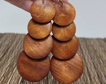 Brown Earrings - Brown Wooden Earrings - Brown Wood Earrings - Dangle Earrings - Brown Circle Earrings Earrings for women  Earrings Handmade