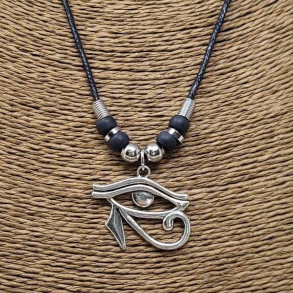 Eye of Horus Pendant Necklace Silver tone Eye of Ra Pendant Necklace Egyptology African Jewelry Evil Eye Pendant Spiritual Jewelry Yoga