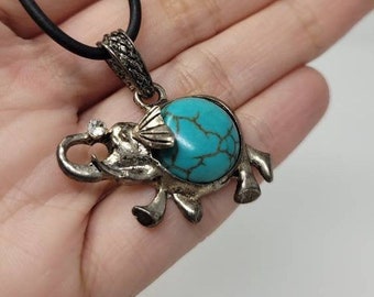 Elephant Necklace, Turquoise Elephant Necklace, Elephant Pendant, Elephant Jewelry, Elephant Gifts, Necklace Elephant