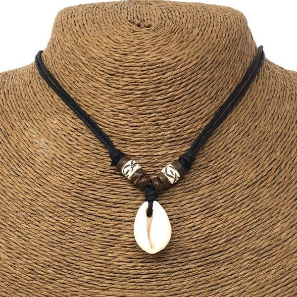 Hawaiian Shell Necklace - Natural Seashell Necklace  - Sea shell Necklace - Cowrie Shell Necklace - Cowry Shell Necklace- Shell Choker Black