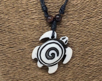 White Turtle Necklace -  Spiral Necklace