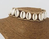 Hawaiian Shell Necklace - Natural Seashell Necklace - Sea shell Necklace Choker - Cowrie Shell Necklace Cowry Shell Necklace Hemp Necklace