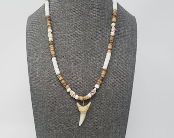 Shark Tooth Necklace Handmade Hawaiian Rasta Beach Boy Surfer Shark Teeth Nechlace Shark Tooth Pendant Shark Tooth Necklace Men Beach Choker