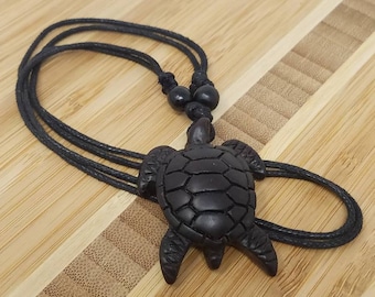 Collier tortue noire - collier tortue de mer - collier tortue hawaïenne honu - pendentif tortue noire - collier tortue noire - pendentif noir