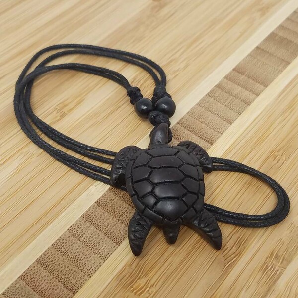 Black Turtle Necklace - Sea Turtle Necklace - Hawaiian Honu Turtle Necklace - Black Turtle Pendant - Black Tortoise Necklace - Black Pendant