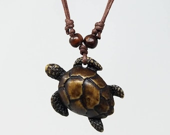 Turtle Necklace - Turtle Pendant - Turtle Jewelry - Turtle Gifts - Sea Turtle Necklace - Brown Turtle Necklace Tortoise Necklace Adjustable