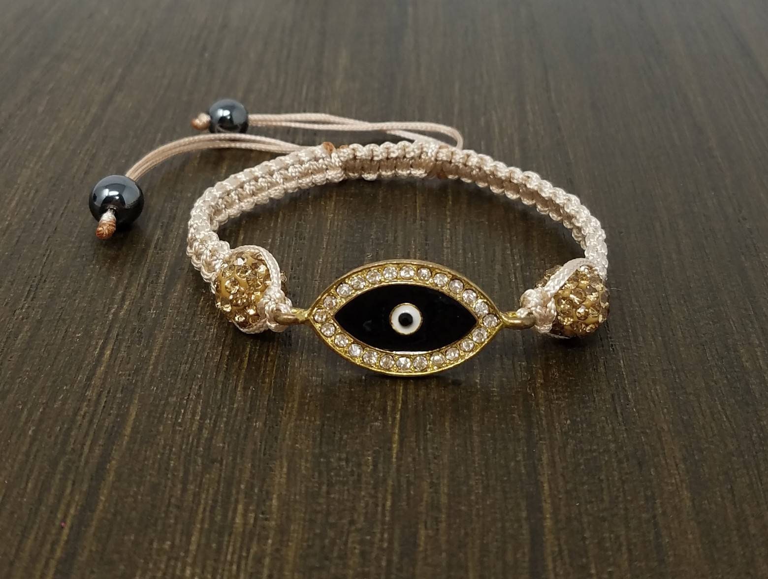 Black Eye Bracelet Gold Tan Bracelet Kabbalah Jewelry Bracelet for Protection Lucky Eye String Bracelet Evil eye bracelet for protection