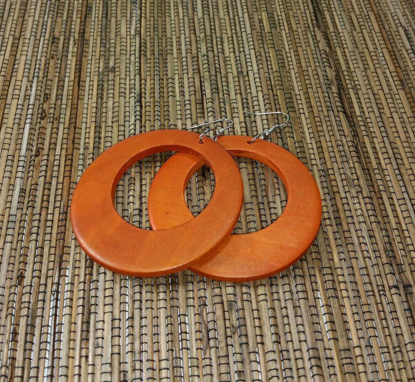 Orange Earrings Orange Wooden Earrings Orange Wood Etsy