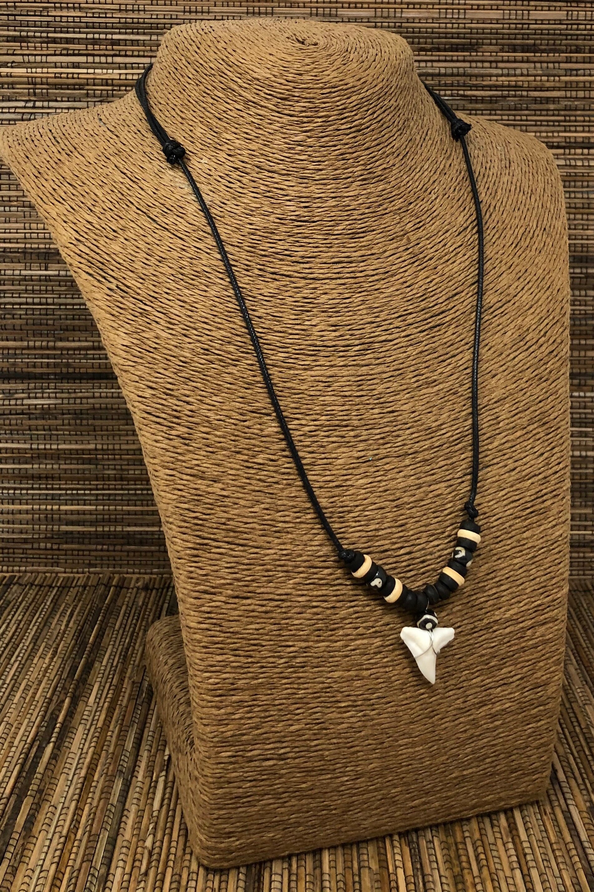 Shark Tooth Necklace Black Cord Shark teeth necklace | Etsy