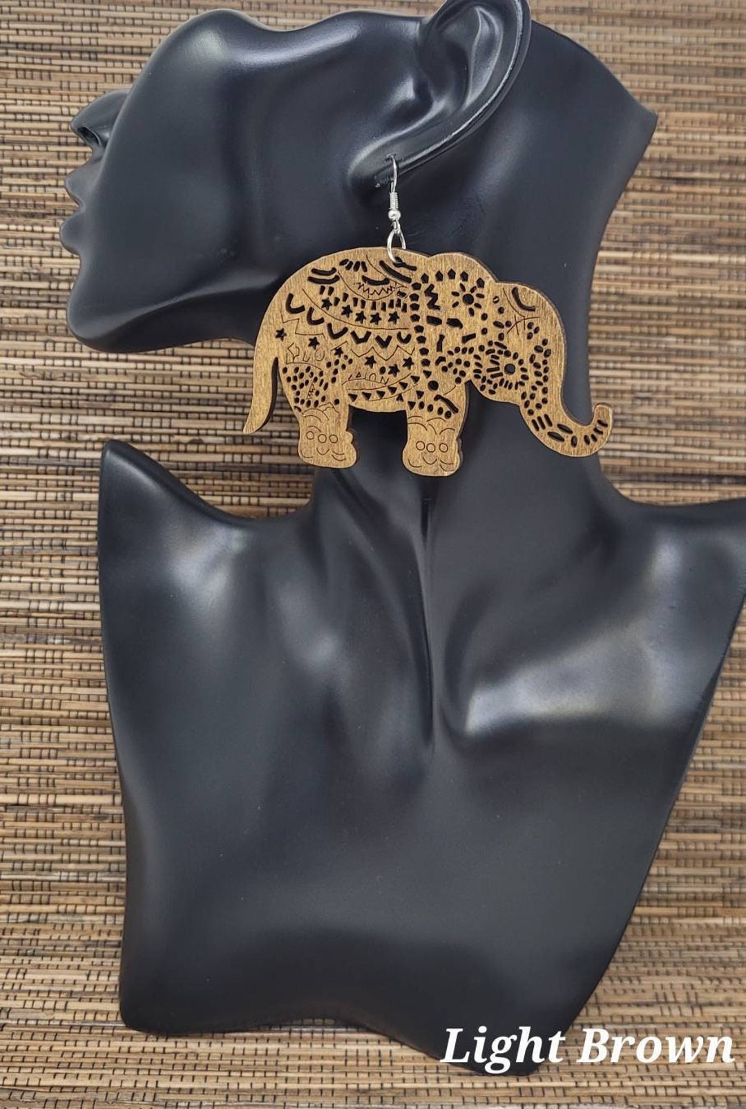 Elephant Earrings Wooden Elephant Earrings Brown Elephant Earrings Wood