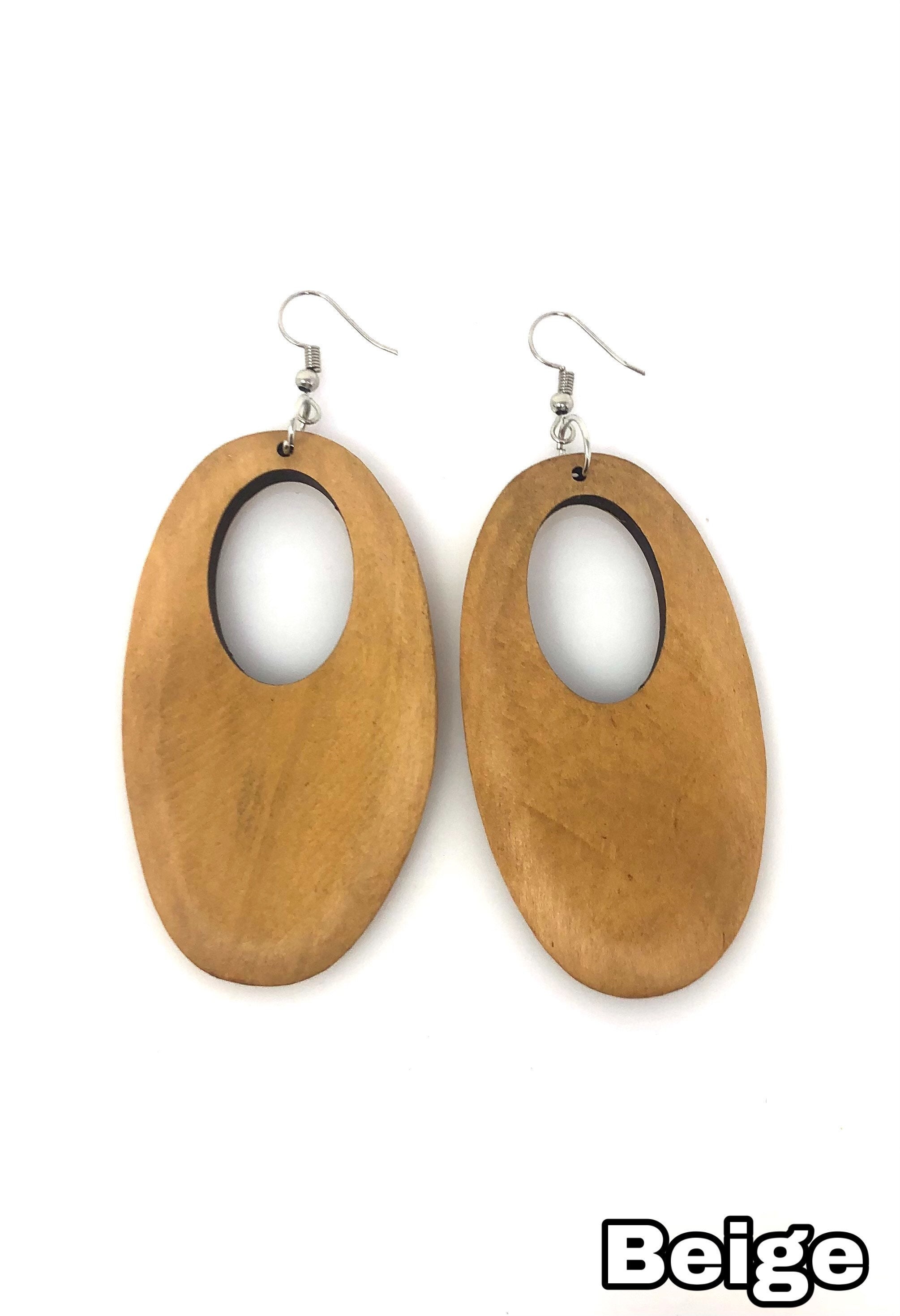 Black wooden earrings deals