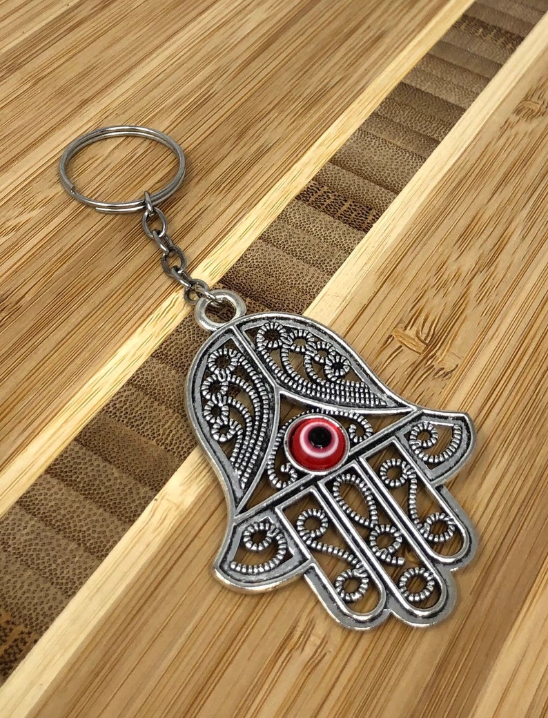 Hamsa Key Chain Hand Keychain Hand of Fatima Keychain Red Etsy