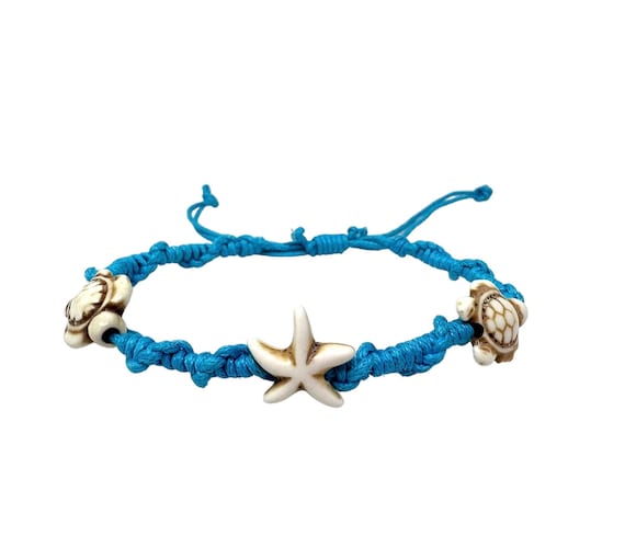 Blue and Gold Bead Slider Bracelet Blue and Gold Bead Slider Bracelet