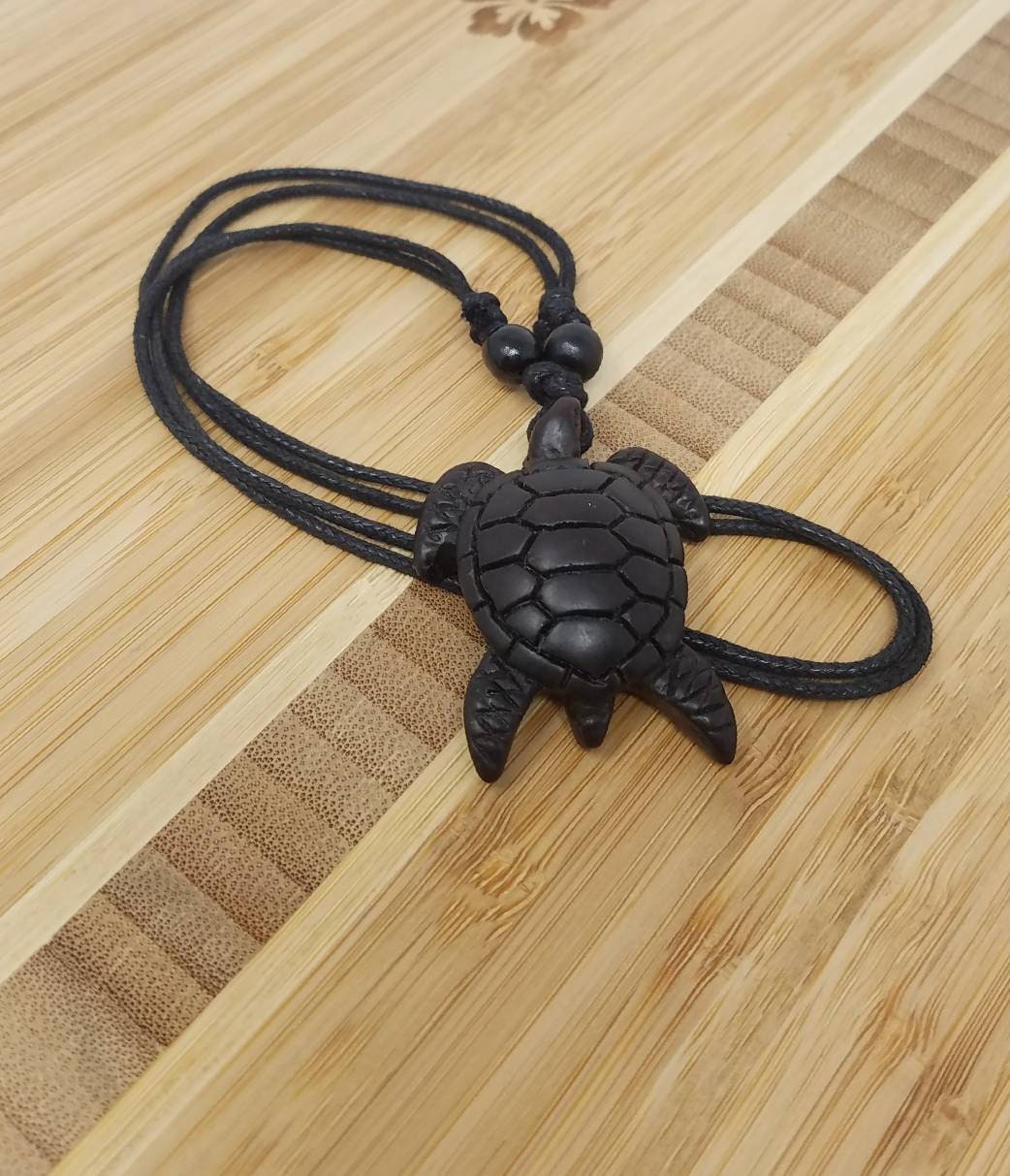Black Turtle Necklace Sea Turtle Necklace Hawaiian Honu Turtle
