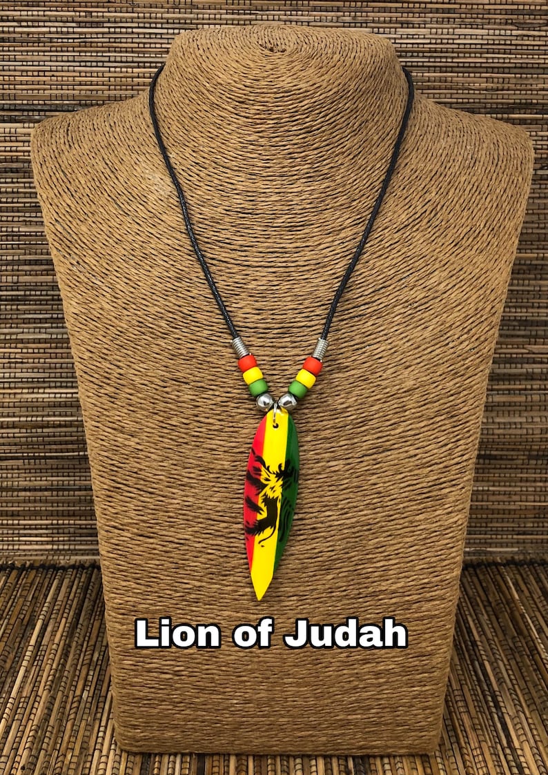 Rasta Surfer Chocker Surfboard Necklace Men Surf Necklace Etsy