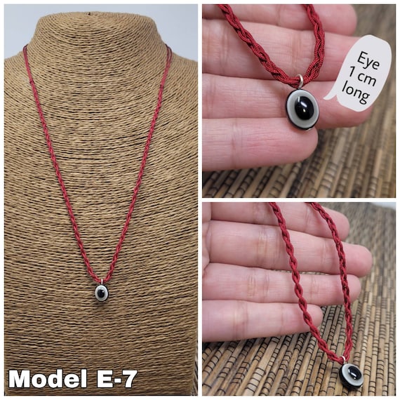 Vertical Talisman Necklace with Blue Cord