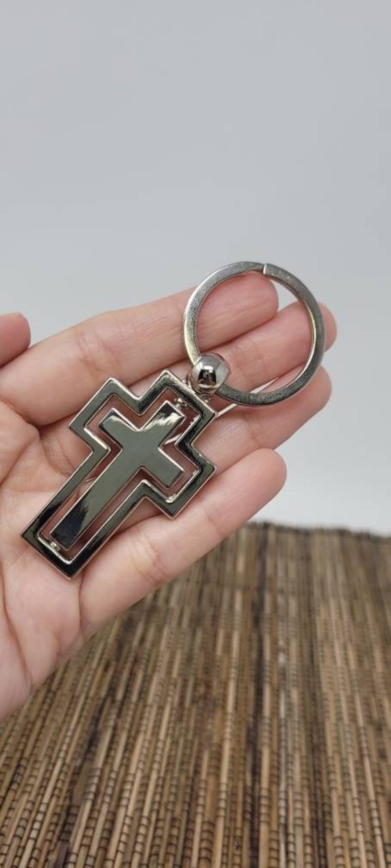 Wooden cross shop keychain