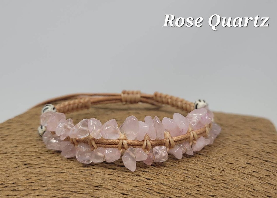 Rose Quartz Bracelet, Bracelet Quartz, Gemstone Bracelet, Rose Quartz