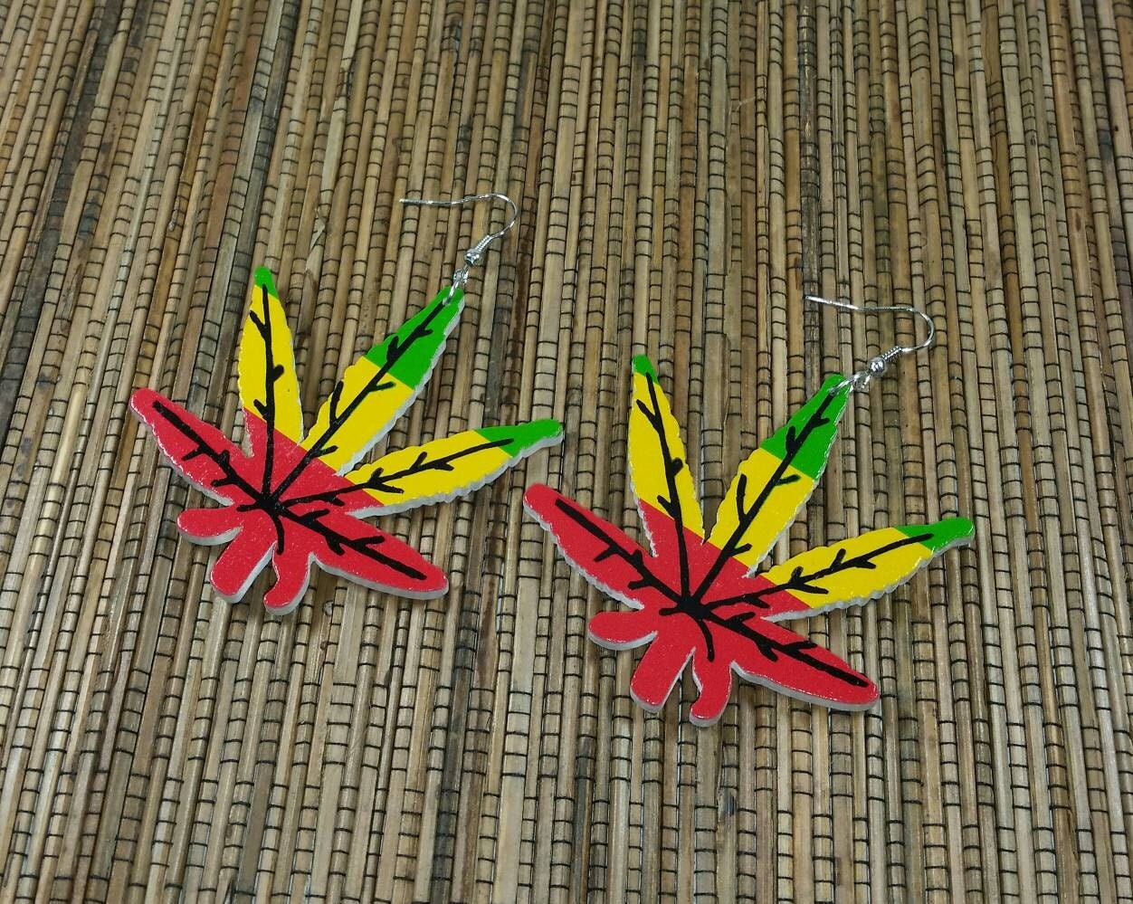 Aretes Rasta Aretes de madera rasta Pendientes jamaiquinos | Etsy
