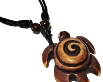 Brown Turtle Necklace - Brown Spiral Necklace