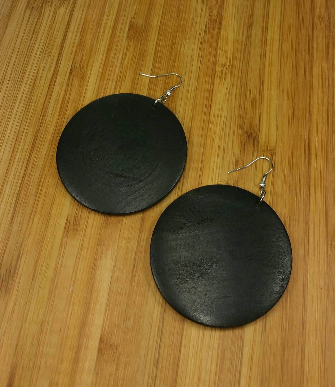 Black Earrings Black Wooden Earrings Black Wood Earrings Black Dangle