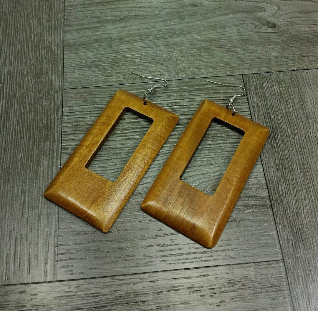Light Brown Earrings Brown Wooden Earrings Brown Wood - Etsy
