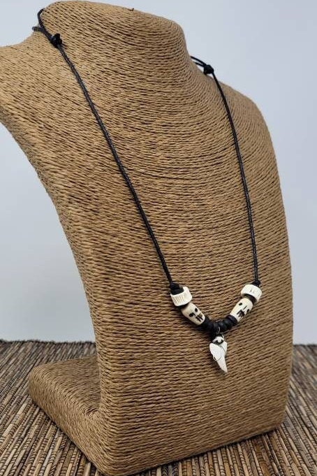 Shark Tooth Necklace Black Cord Shark Teeth Necklace | Etsy