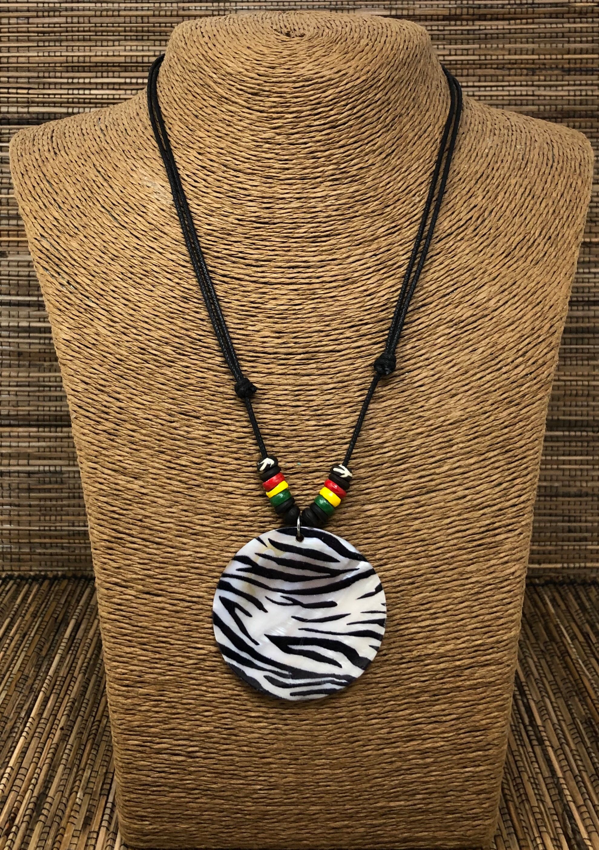 Zebra Necklace Zebra Pendant Animal Print Necklace Rasta | Etsy