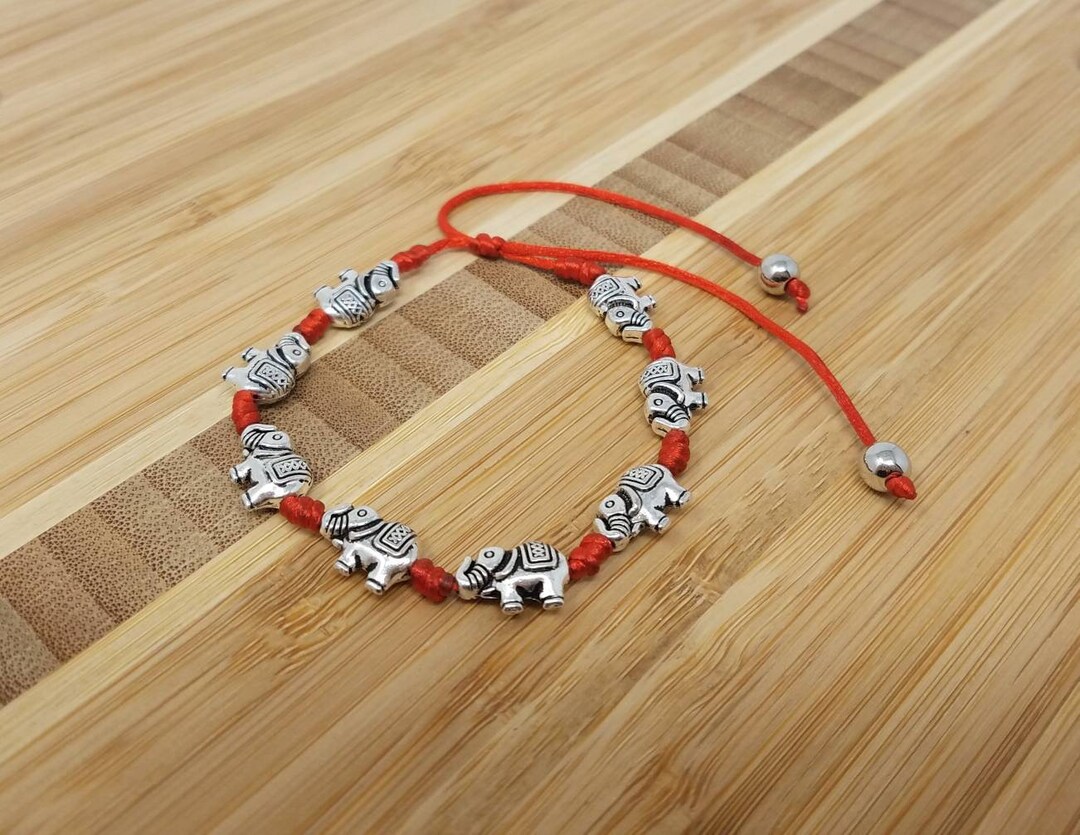 Red Elephant Bracelet Good Luck Elephant Bracelet Elephant Charm