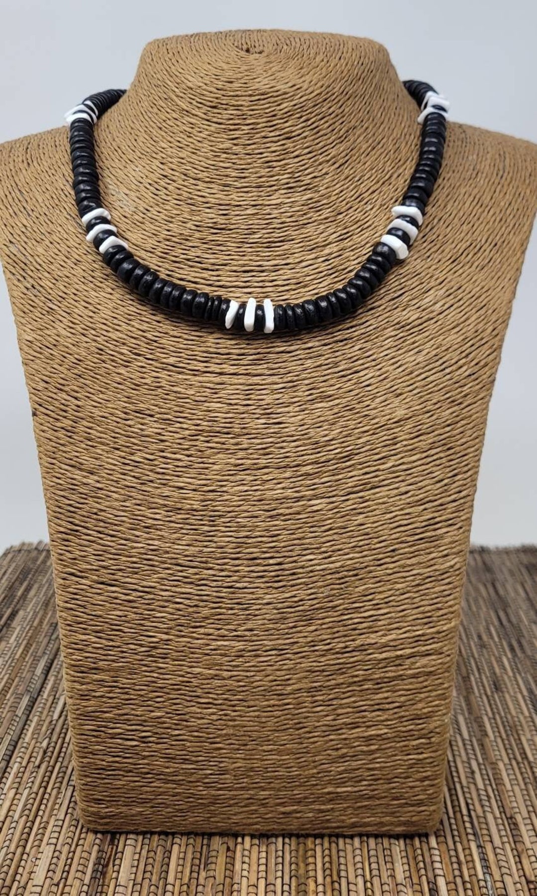Men's Puka Shell Necklace - Brown Coconut Bead Choker, Surfer Beach Necklace For Summer Style