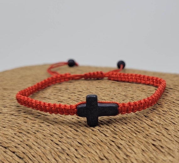 Red Beaded Cross Bracelet Red Beaded Cross Bracelet