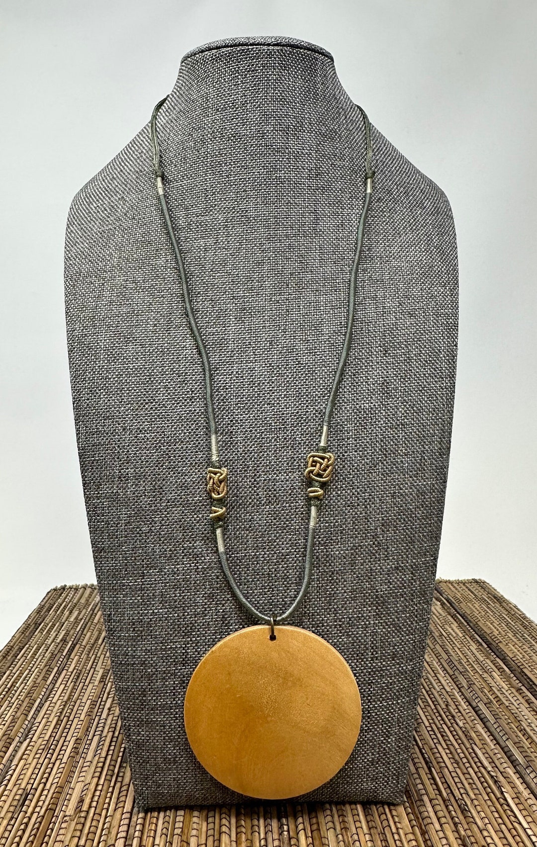 Circle Pendant Necklace Brown Circle Necklace Wood Circle Etsy