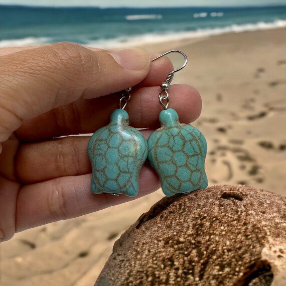 Turquoise turtle earrings deals