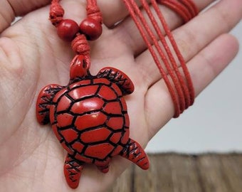 Red Turtle Necklace, Turtle Red Necklace, Red Turtle Pendant, Red Turtle Choker, Red Necklaces for Women, Sea Turtle Jewelry, Turtle Gifts