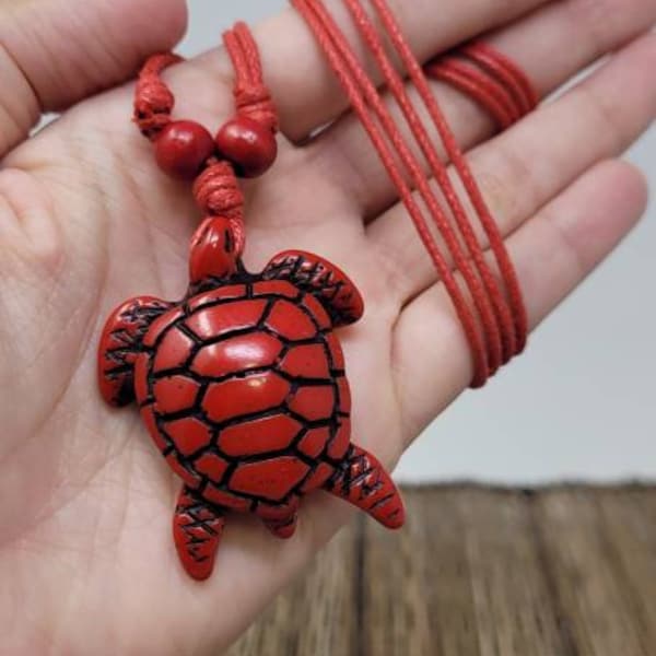 Red Turtle Necklace, Turtle Red Necklace, Red Turtle Pendant, Red Turtle Choker, Red Necklaces for Women, Sea Turtle Jewelry, Turtle Gifts