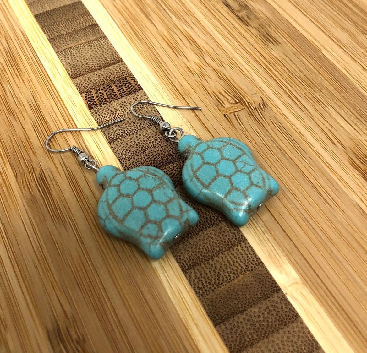 Turquoise Turtle Earrings Handmade Design Sea Turtle Etsy