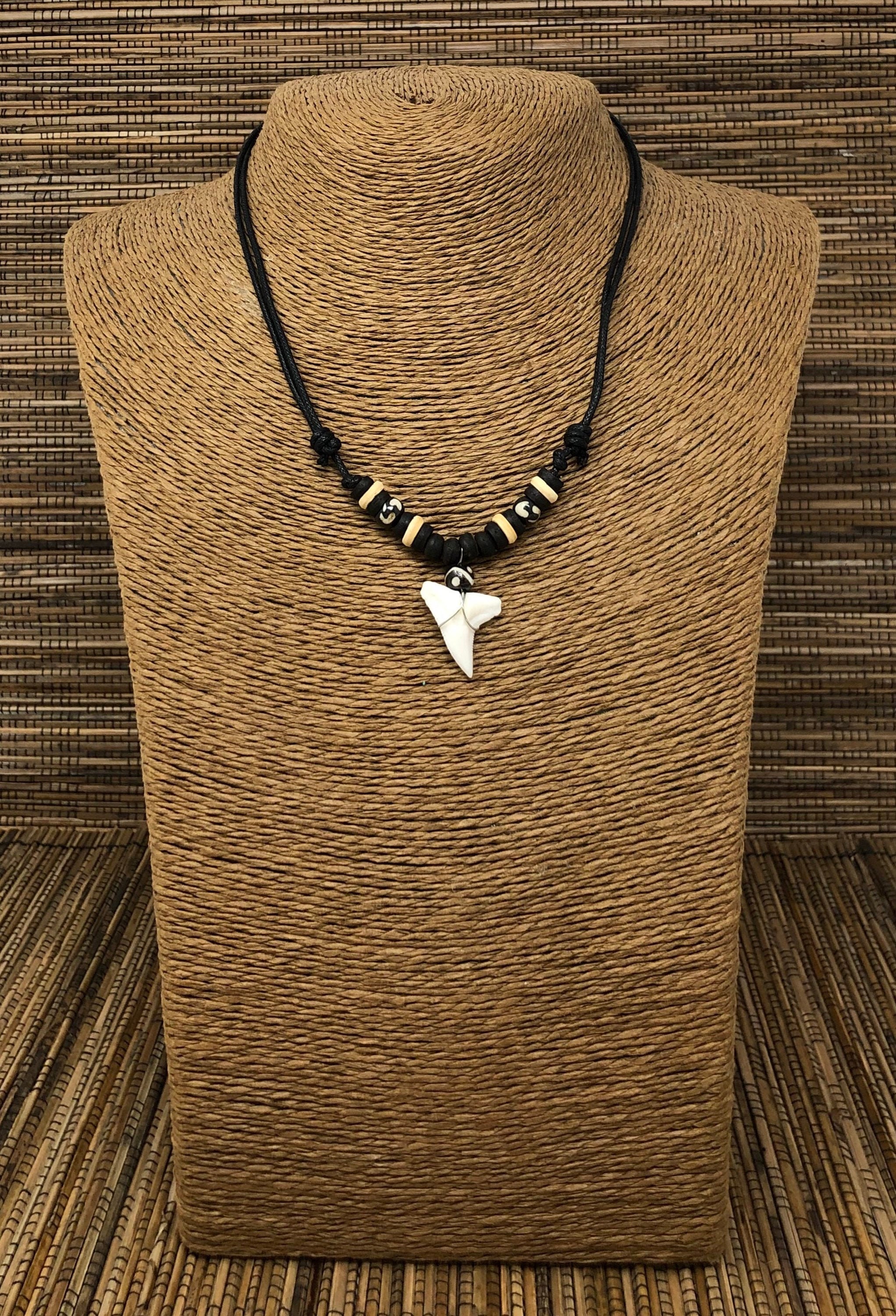 Shark Tooth Necklace Black Cord Shark teeth necklace | Etsy