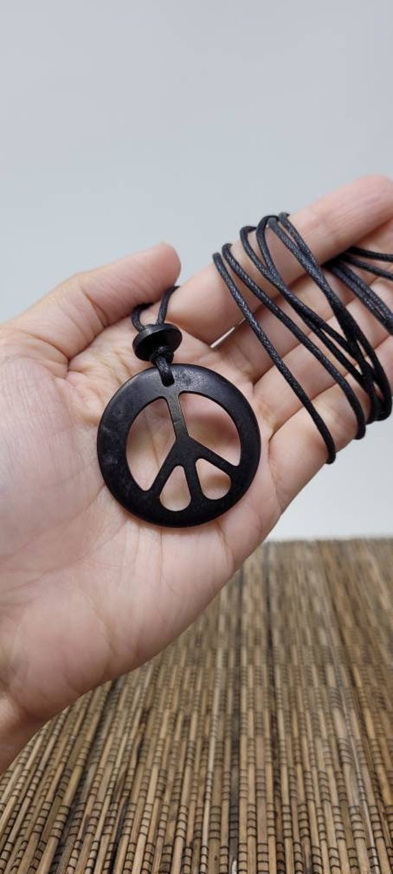 Peace Sign Charm Necklace Hippie Necklace