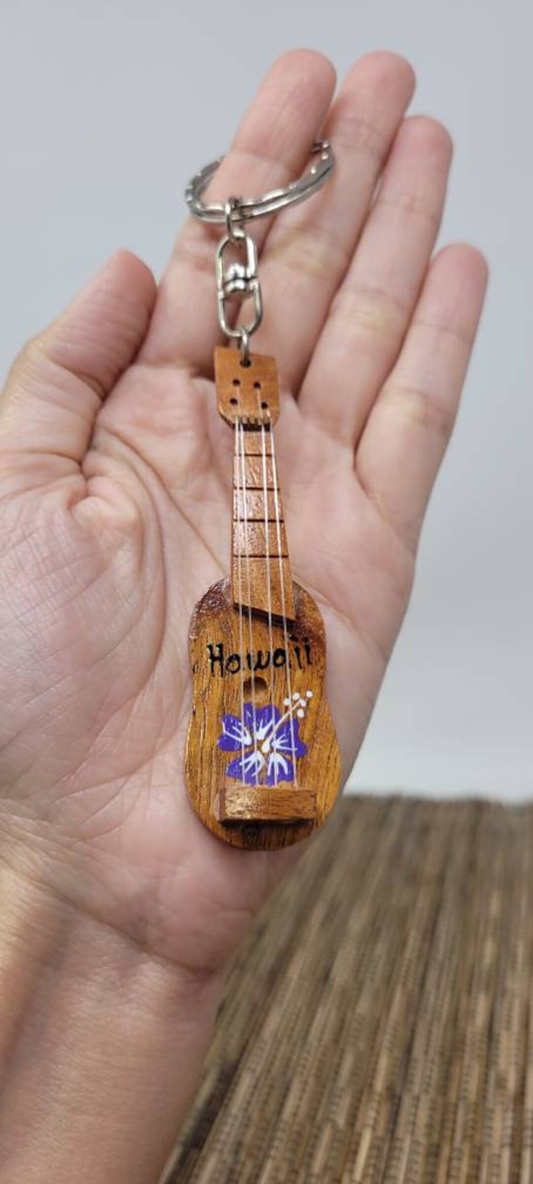 Ukulele Keychain, Hawaiian Keychain, Hawaii Keychain, Ukulele Keyring
