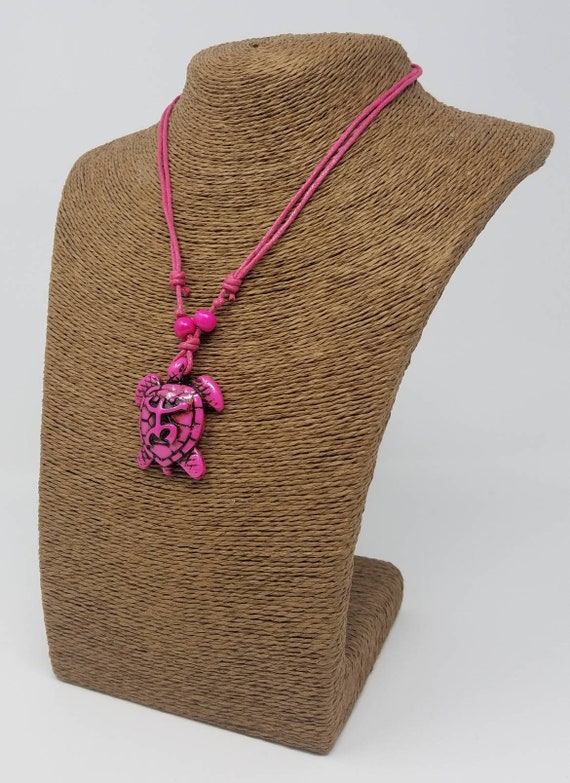 Pink Turtle Necklace Coqui Tribal Frog Necklace Sea Turtle