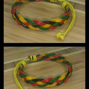 Adjustable Rasta Waxed Cotton Cord Bracelet - Reggae Jamaica