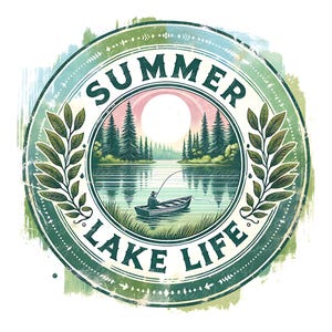 Summer Lake Life Retro Png Design, Fishing Png, Spring Outdoors Sublimation Digital Download, Trendy Summer Lake Camping Digital Design