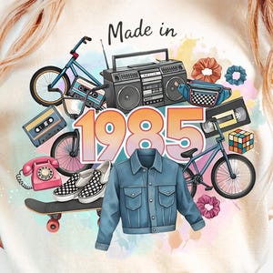 1985 Geburtstag PNG, 40. Geburtstag png, Sublimationsdesign, Party Dekor, Shirt Design, hergestellt 1985, 40 Jahre altes Geburtstagsgeschenk, Tassendesign