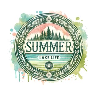Summer Lake Life PNG Design: Retro Camping Sublimation (Digital Download)