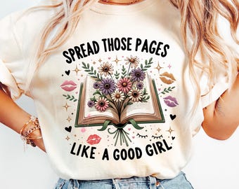 Smut Book Lover PNG: aquarel bloemen clipart voor mokken en T-shirts (digitale download)